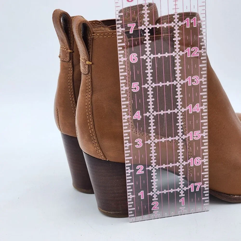 Madewell Regan Chelsea Brown Leather Block Heeled Ankle Boots Size 8 - Picture 9 of 10